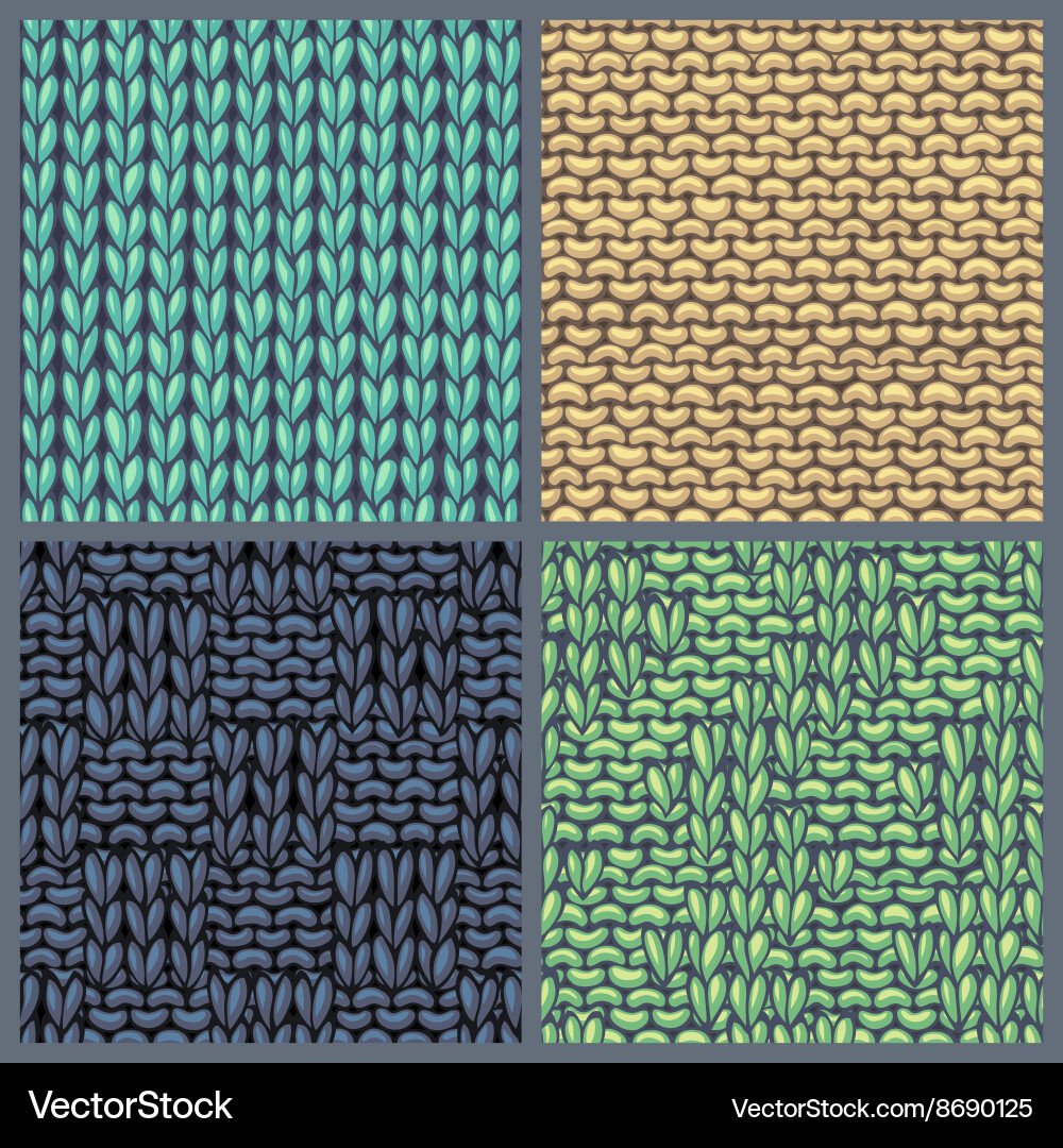 Set of various knitting patterns vector image