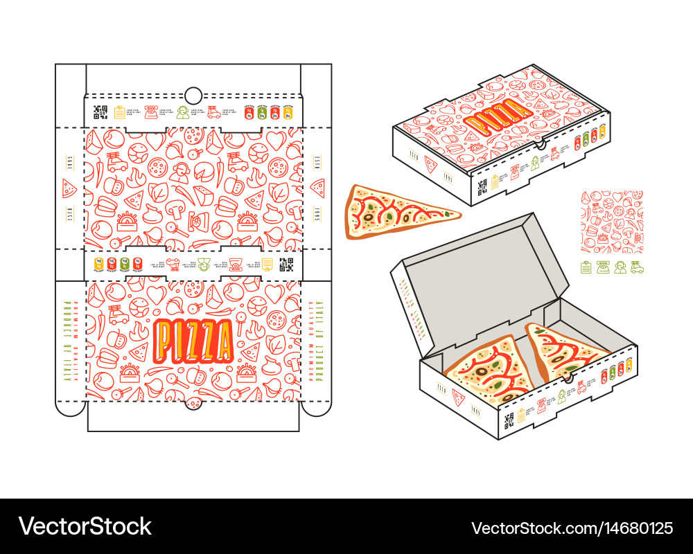 Stock design of rectangular box for pizza slices