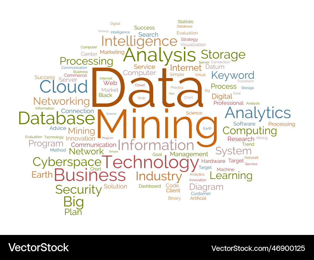Word cloud background concept for data mining Vector Image