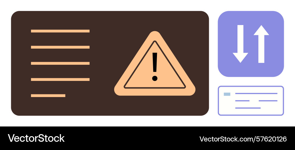 Alert notification with exclamation triangle data vector image