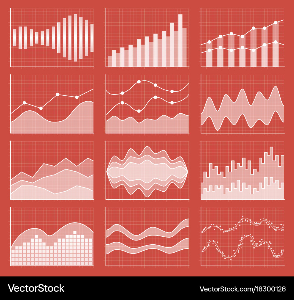 Business chart collection set of graphs data vector image