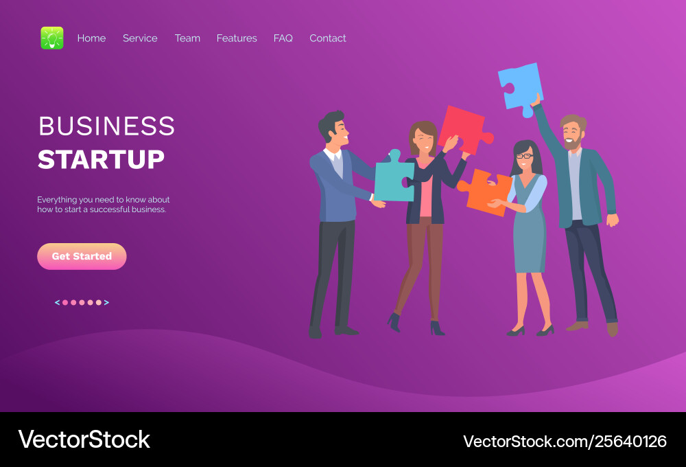 Business startup people with puzzles website page Business startup people with puzzles website page vector image