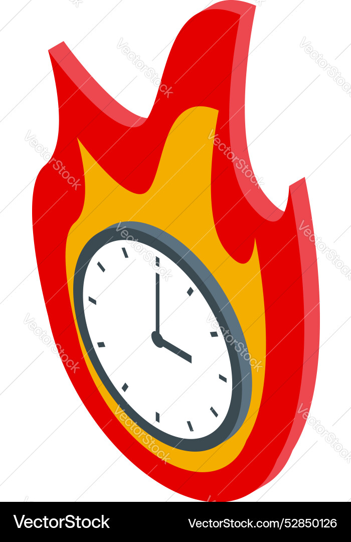 Clock surrounded by flames showing time running Clock surrounded by flames showing time running vector image