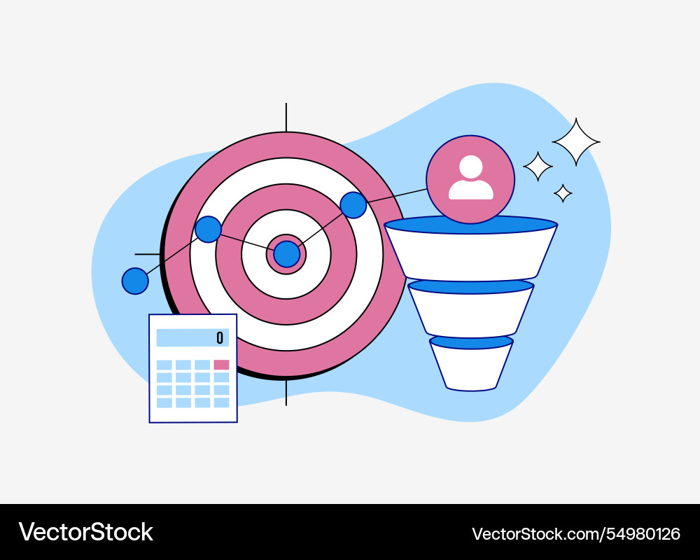 Conversion funnel with target audience analysis vector image