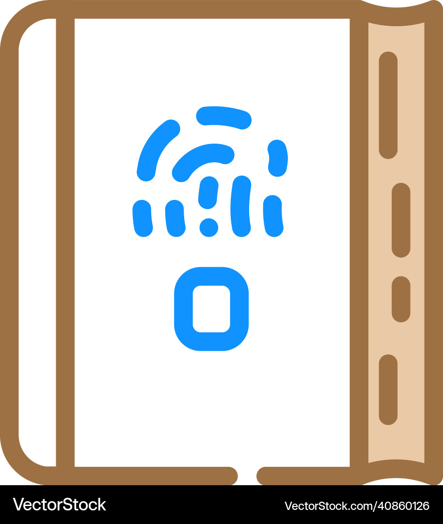 Diary with fingerprint scanner color icon Diary with fingerprint scanner color icon Vector Image