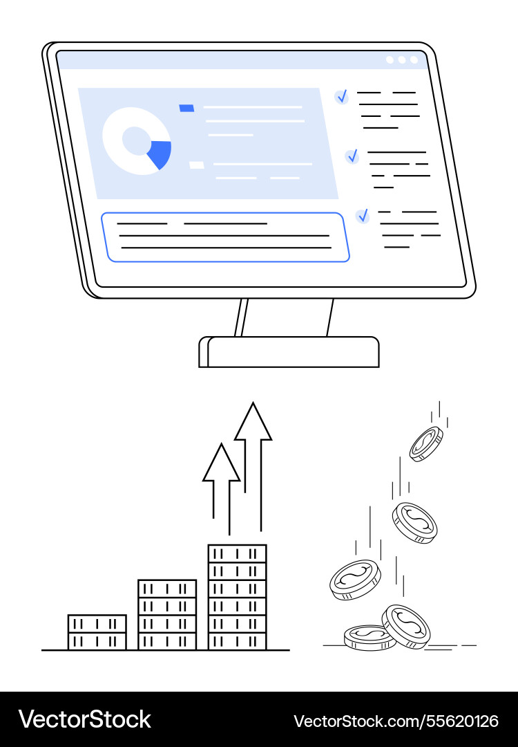Financial dashboard with data analytics stack Financial dashboard with data analytics stack Vector Image
