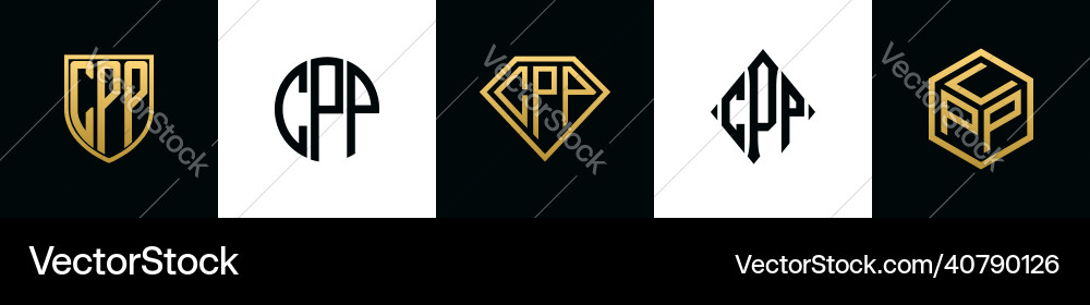 Initial letters cpp logo designs bundle Initial letters cpp logo designs bundle vector image
