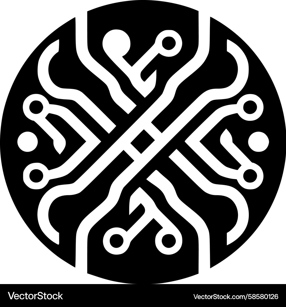 Interconnected Circuit Pattern Vector Image