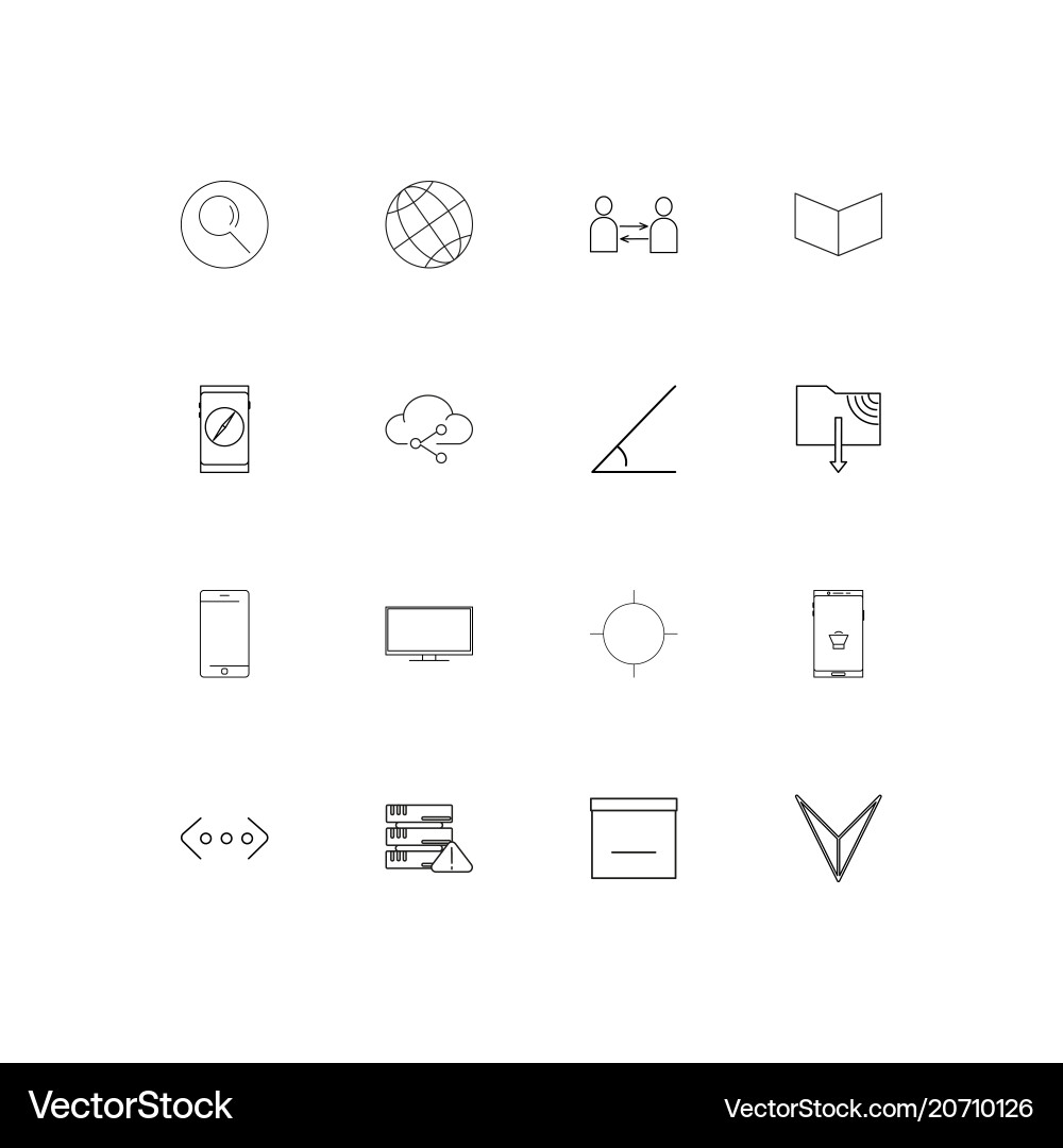 Internet technologies simple linear icons set vector image