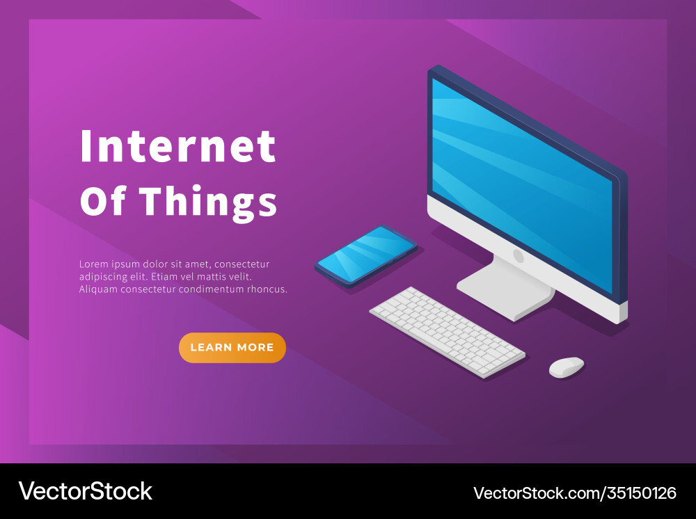 Iot internet things concept with computer vector image