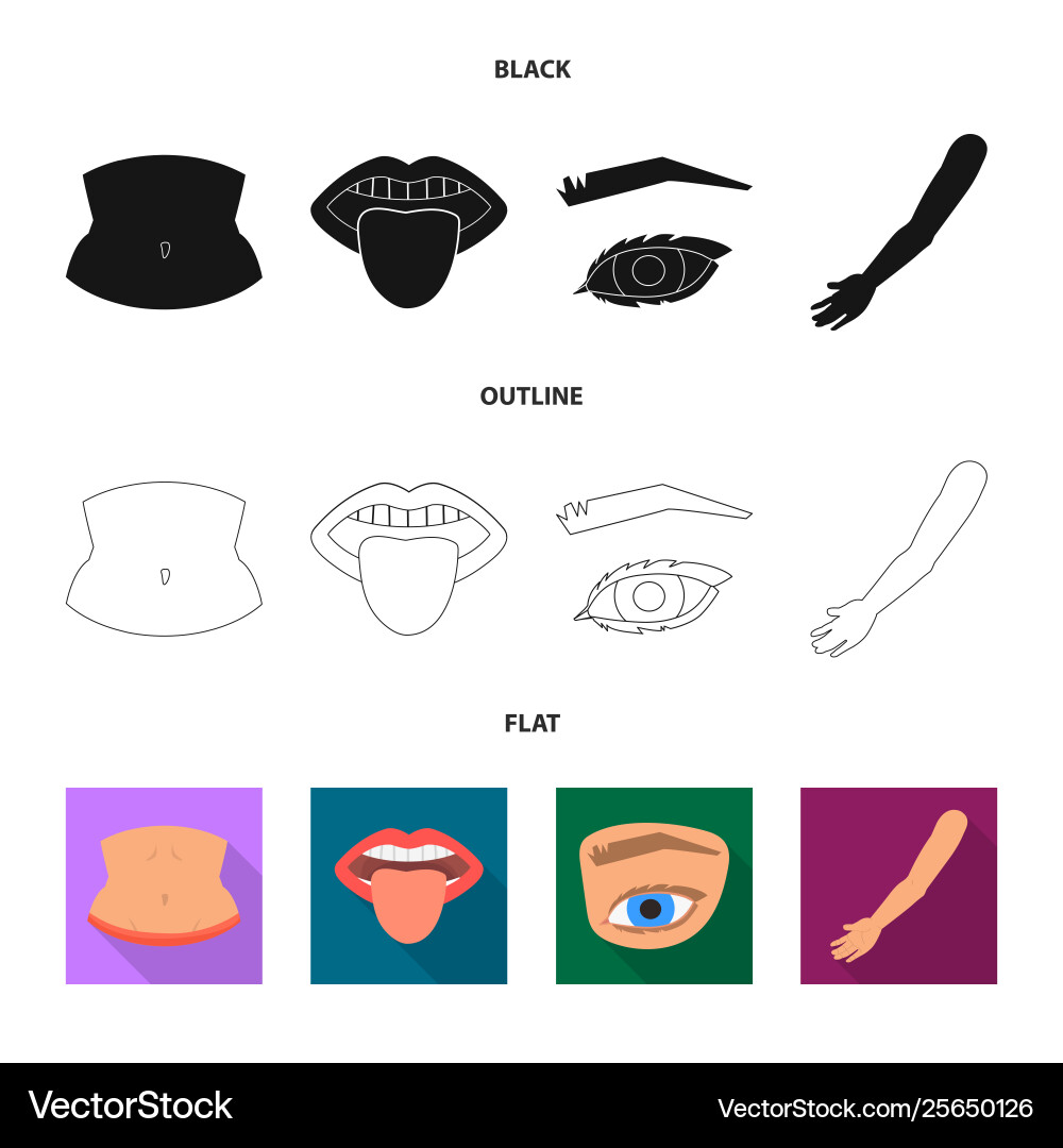 Isolated object body and part sign collection Isolated object body and part sign collection vector image