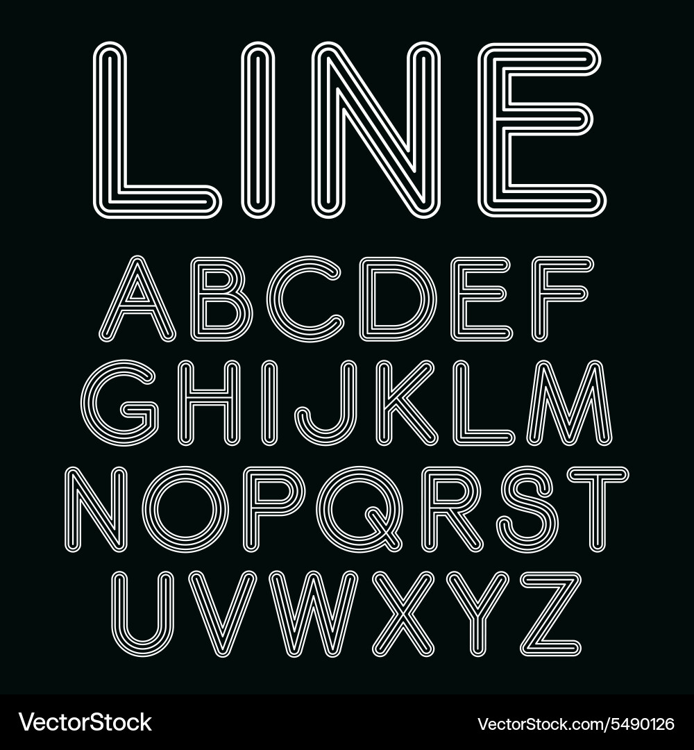 Linear font in mono line style vector image