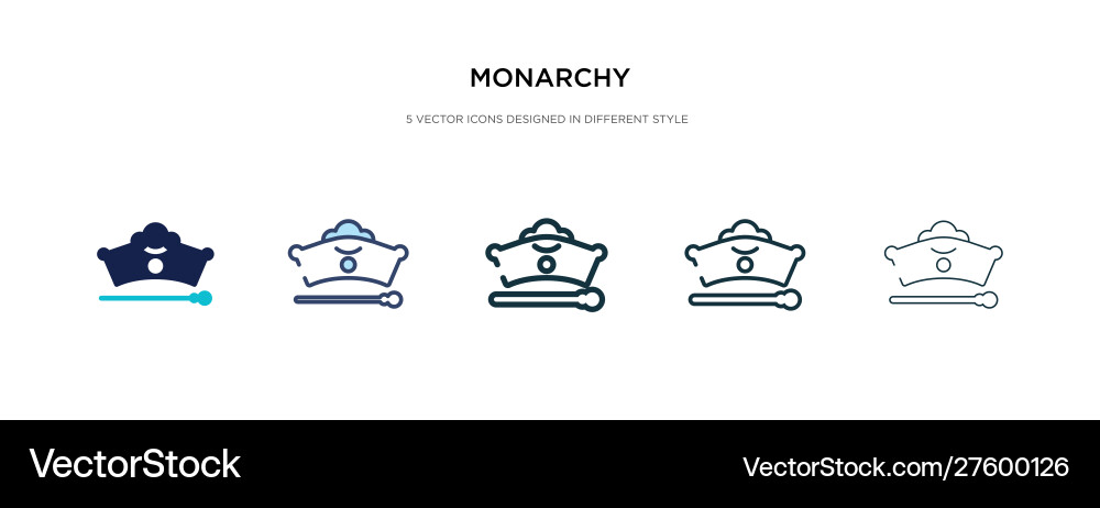 Monarchy icon in different style two colored Monarchy icon in different style two colored vector image