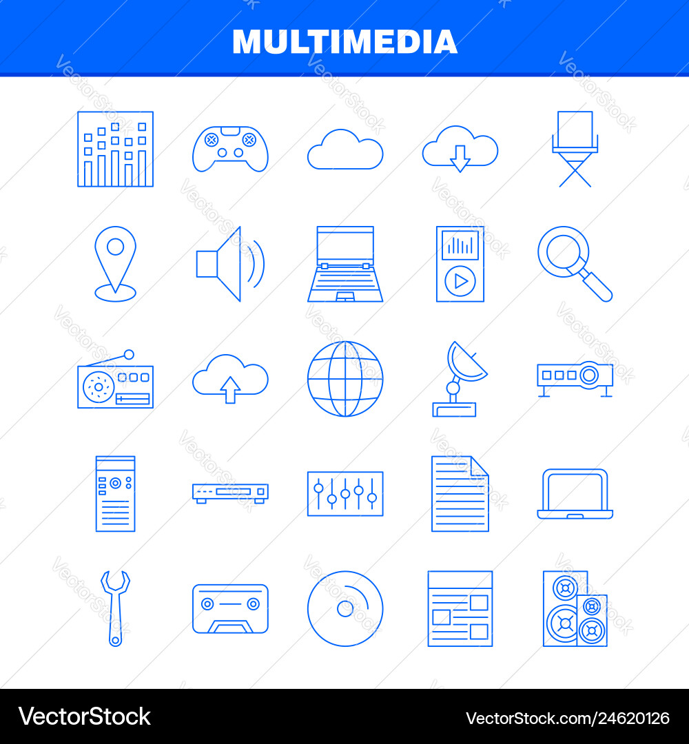 Multimedia line icon for web print and mobile Multimedia line icon for web print and mobile vector image