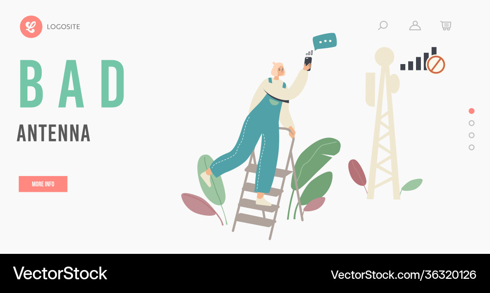 Network technology error no wi-fi signal landing Vector Image