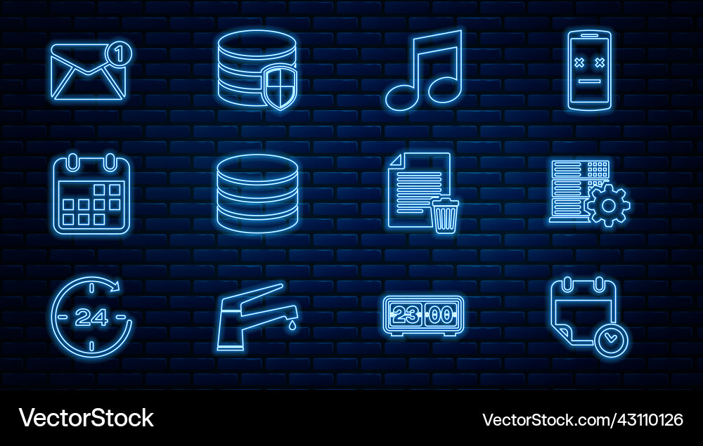 Set line calendar and clock server setting music Set line calendar and clock server setting music vector image
