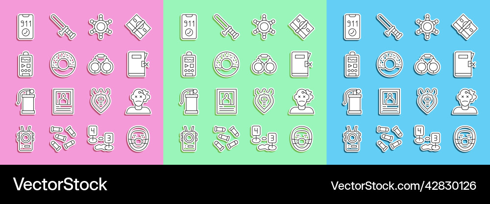 Set line doctor pathologist murder police Set line doctor pathologist murder police vector image