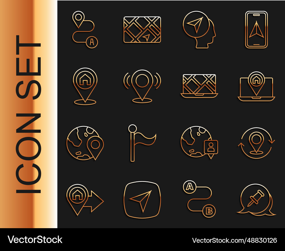 Set line push pin map city navigation marker Set line push pin map city navigation marker vector image