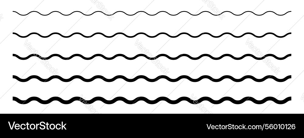 Set of horizontal parallel wavy lines different Set of horizontal parallel wavy lines different vector image