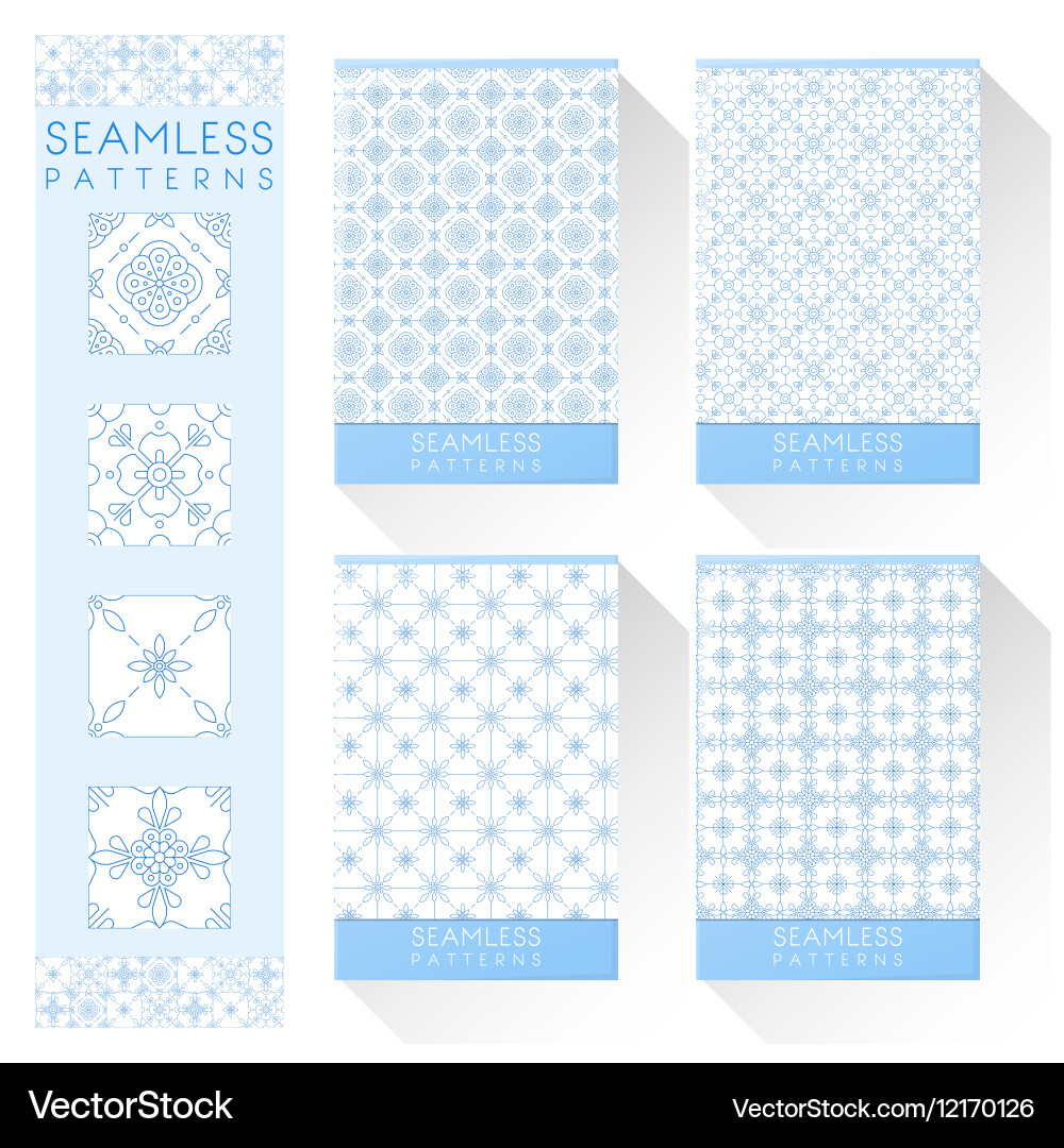 Set of simple line seamless patterns 2 vector image