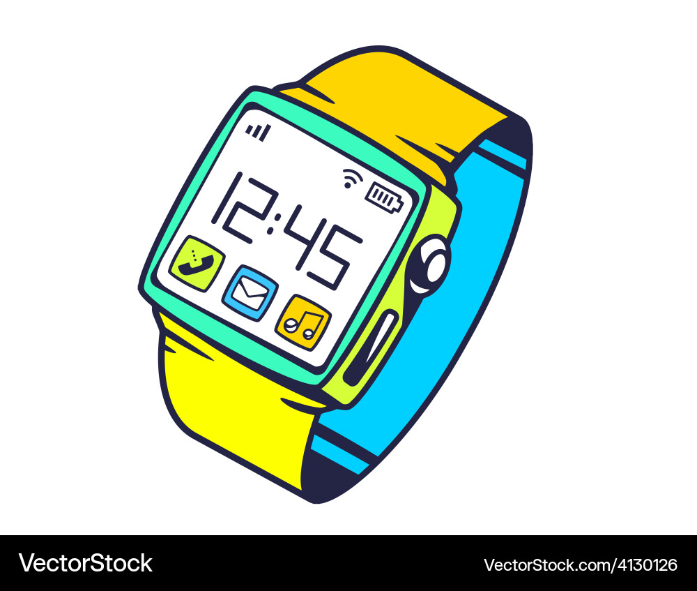 Smart watch with button on white background Vector Image