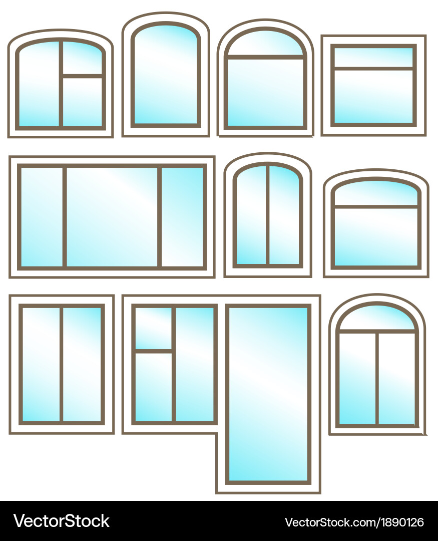 Window Icons Set - Various Styles Vector Image