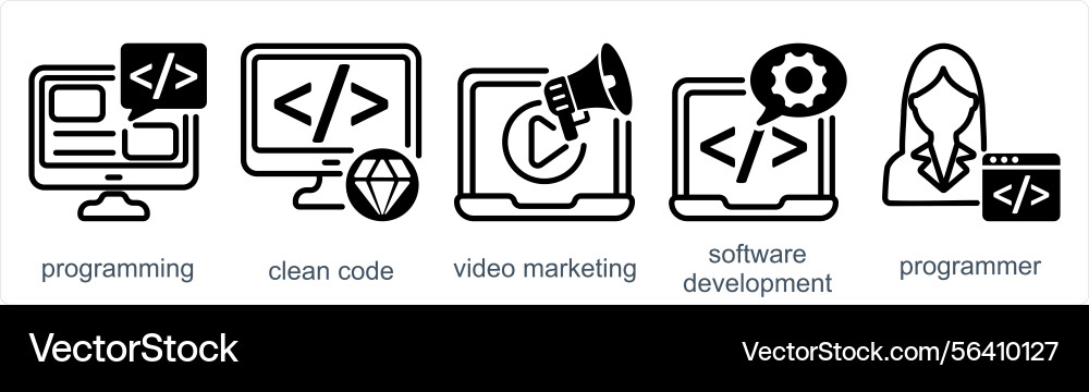 A set of 5 business icons as programming clean vector image
