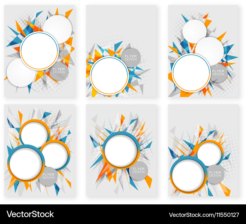 Abstract flyer business triangular background set Vector Image