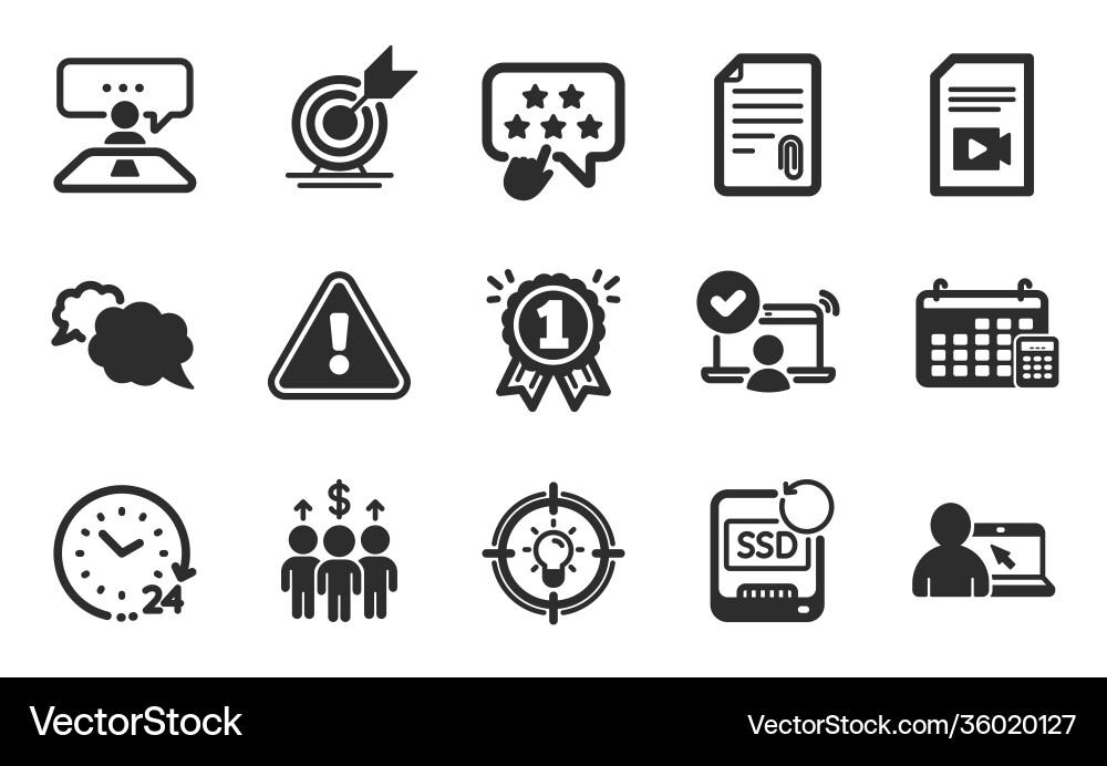 Attachment online access and idea icons set Vector Image