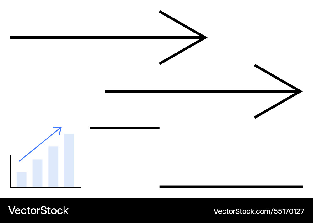 Bold arrows progress with a bar chart Bold arrows progress with a bar chart vector image