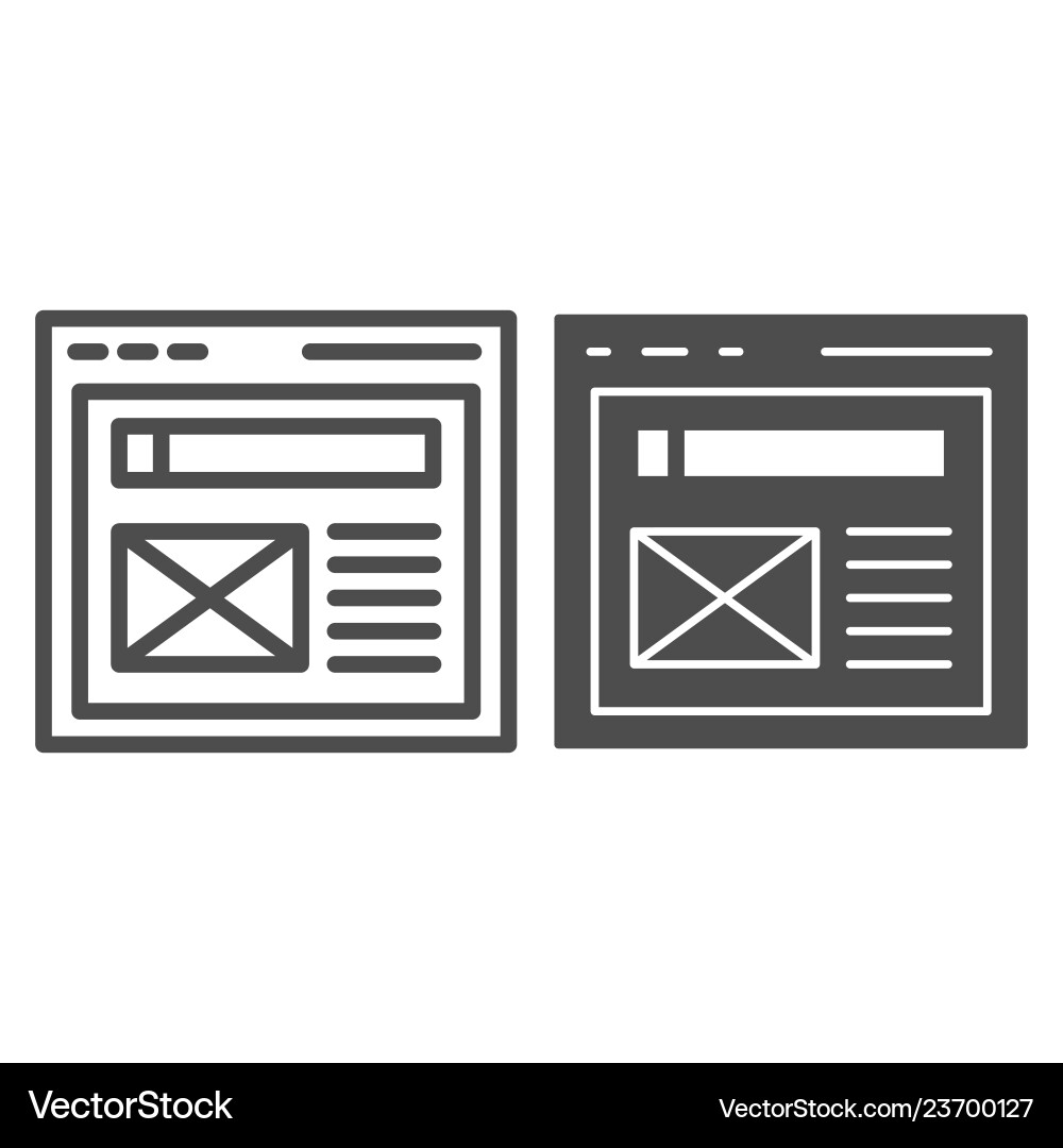 Browser line and glyph icon website window Browser line and glyph icon website window vector image