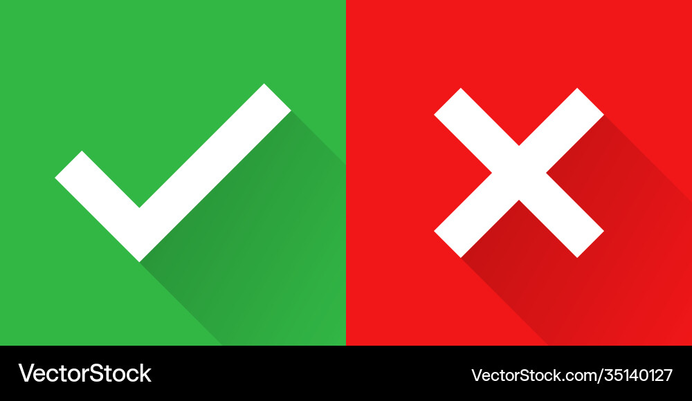 Checkmark Kreuzzeichen mit Schatten isolierte Icons Checkmark Kreuzzeichen mit Schatten isolierte Icons vektorbild