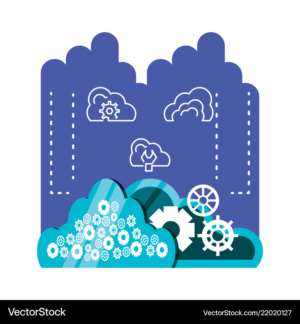Cloud computing network set icons Vector Image