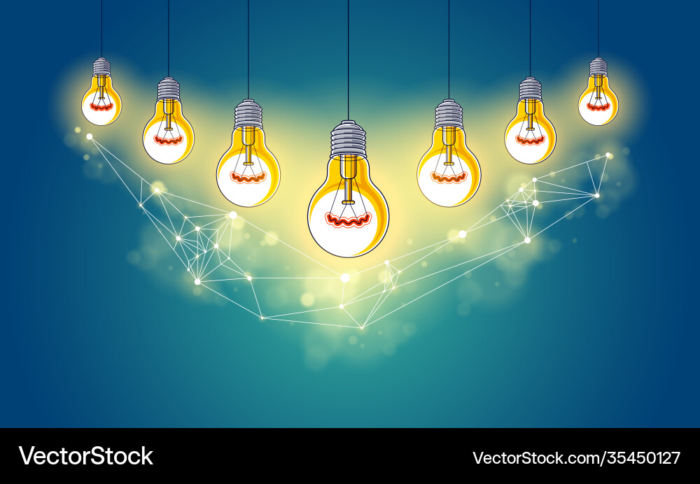 Creative team concept group five shining light Creative team concept group five shining light vector image