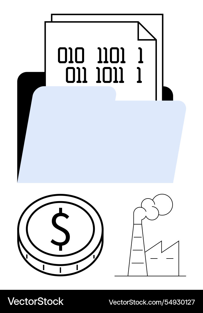 Digital data folder with binary code coin Digital data folder with binary code coin vector image