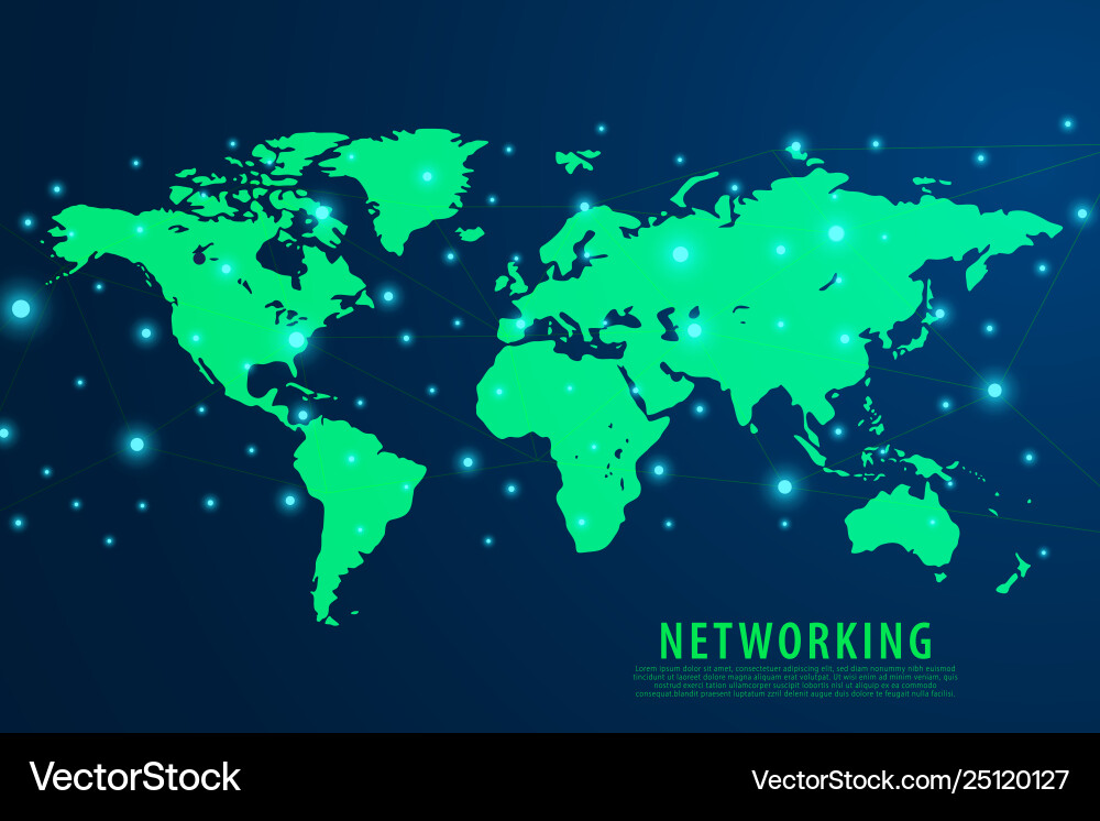 Global network connection background green world Global network connection background green world vector image