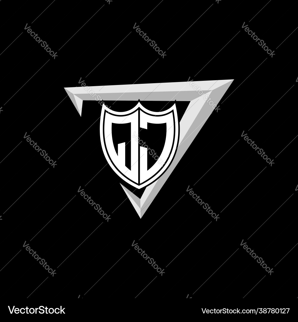 Initial letter q j shield shape with triangular vector image
