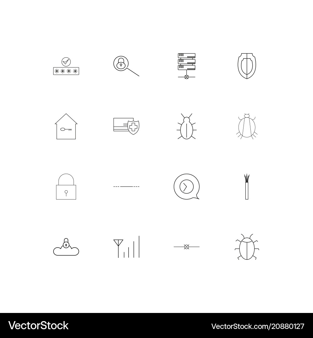 Internet security linear thin icons set outlined Vector Image