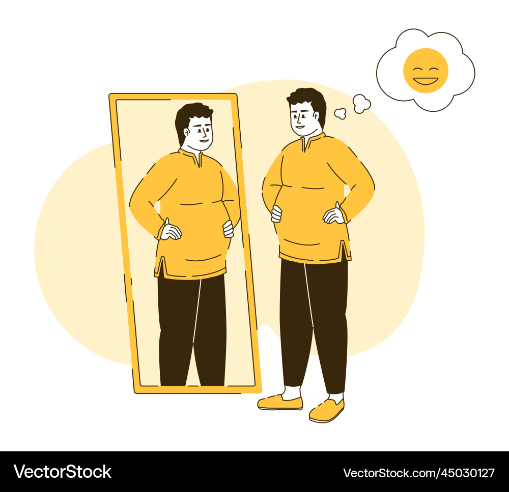 Man accepting himself 2d isolated linear Man accepting himself 2d isolated linear vector image
