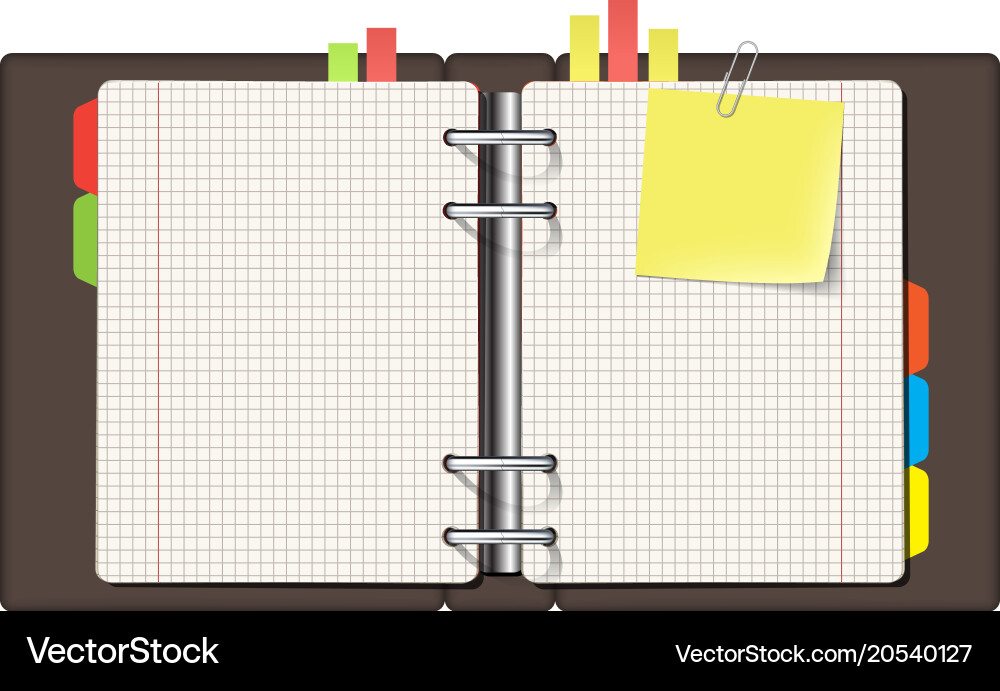 Open Notebook with Sticky Note vector image