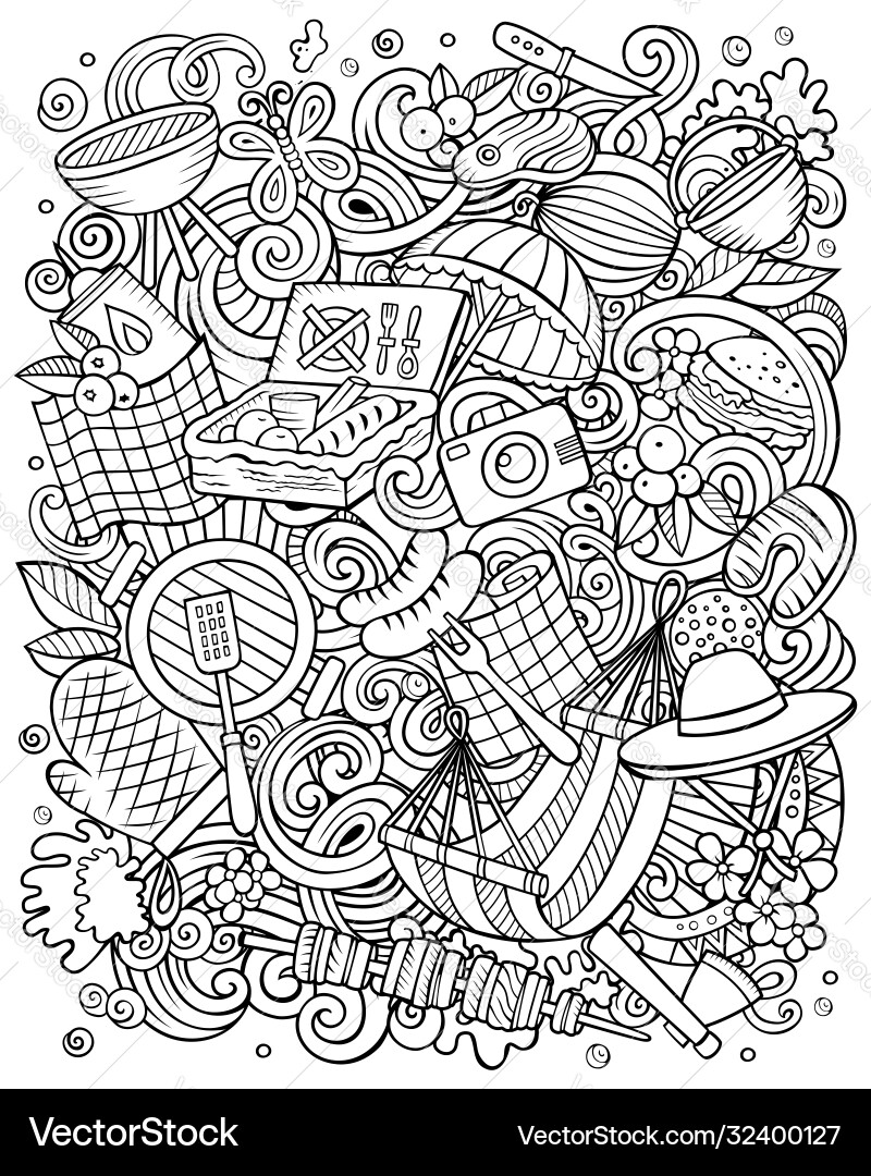 Picnic Hand gezeichnete Doodles bbq Picnic Hand gezeichnete Doodles bbq vektorbild