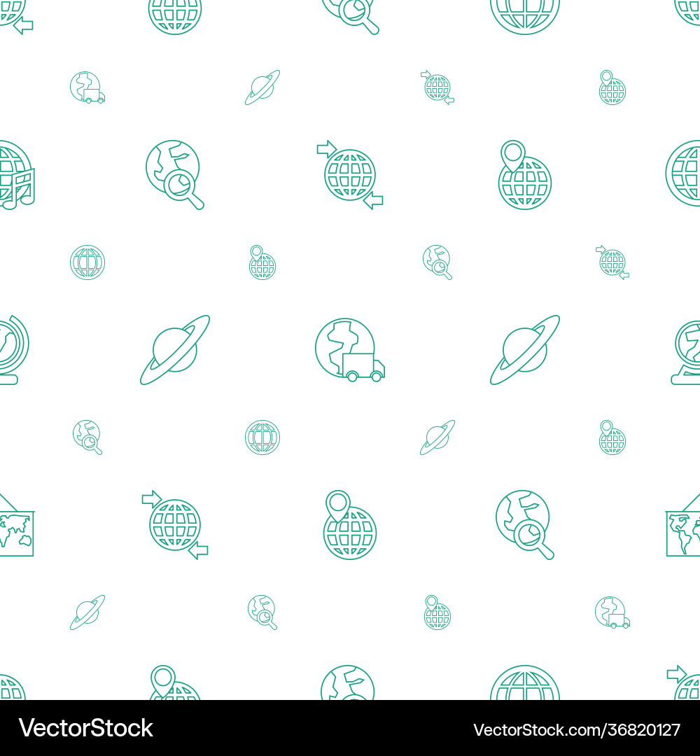 Planet icons pattern seamless white background vector image