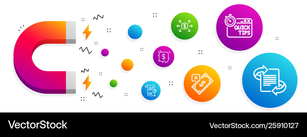 Rejected payment message and report icons Rejected payment message and report icons vector image