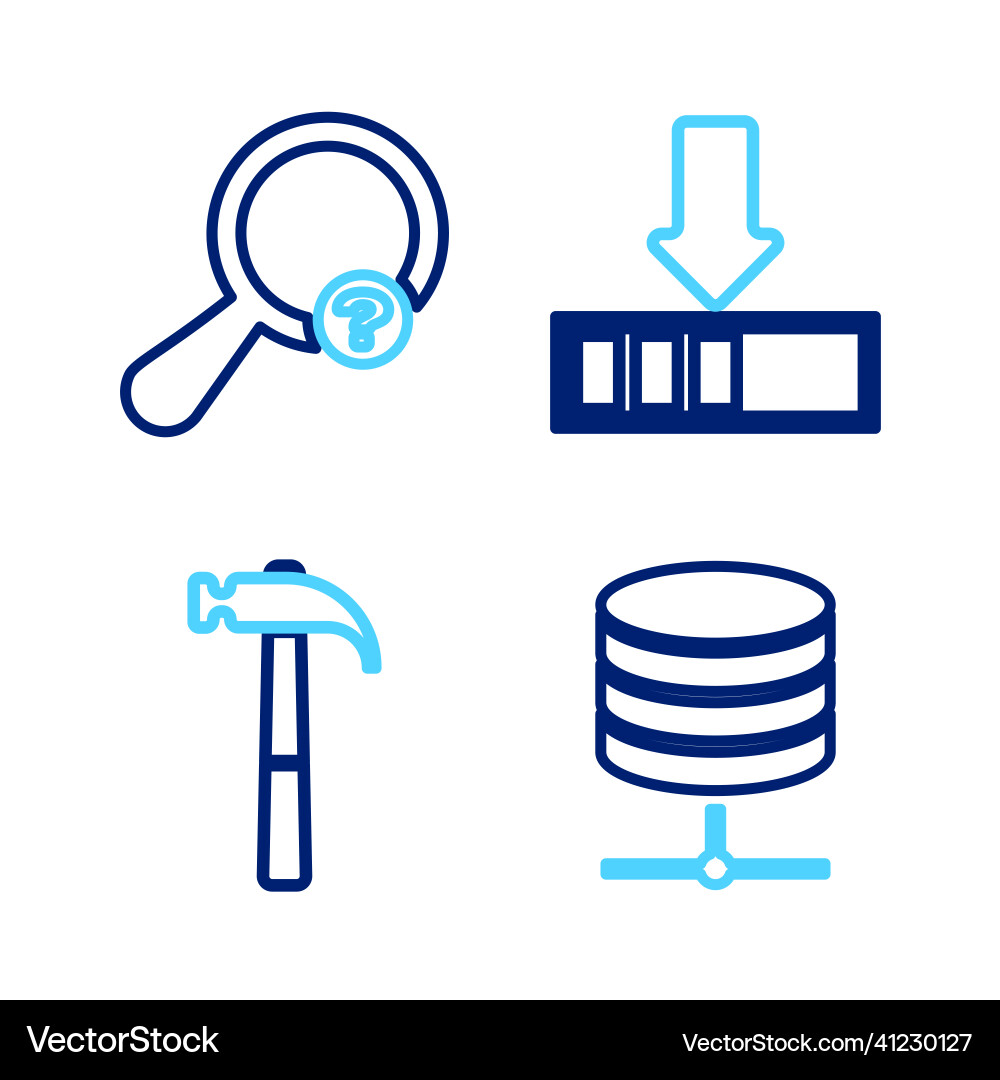 Set line server data web hosting hammer Set line server data web hosting hammer vector image