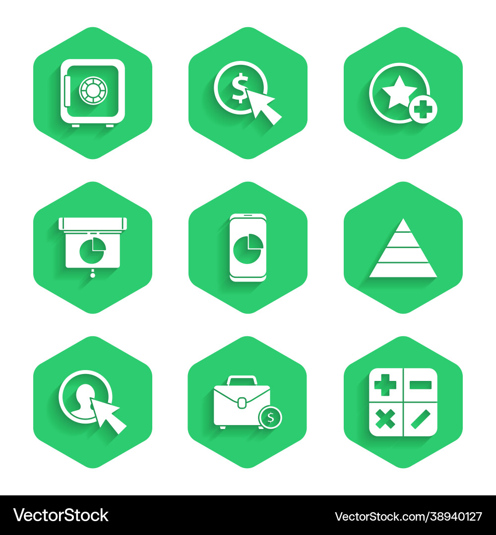 Set mobile phone with graph chart briefcase Set mobile phone with graph chart briefcase Vector Image