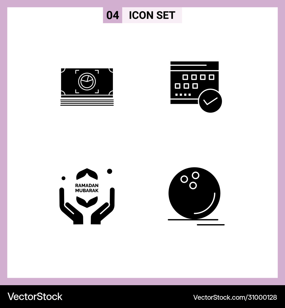 4 universal solid glyphs set for web and mobile Vector Image