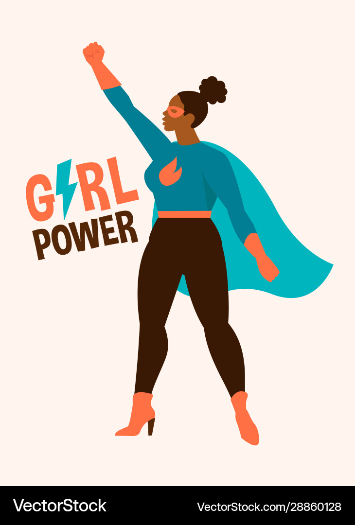 Afro Superhero Girl Vector Image