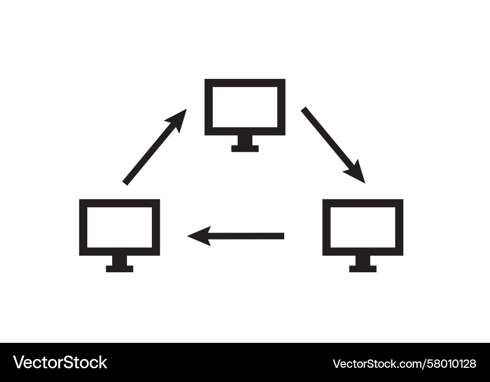 An icon of computers connected to each other Vector Image