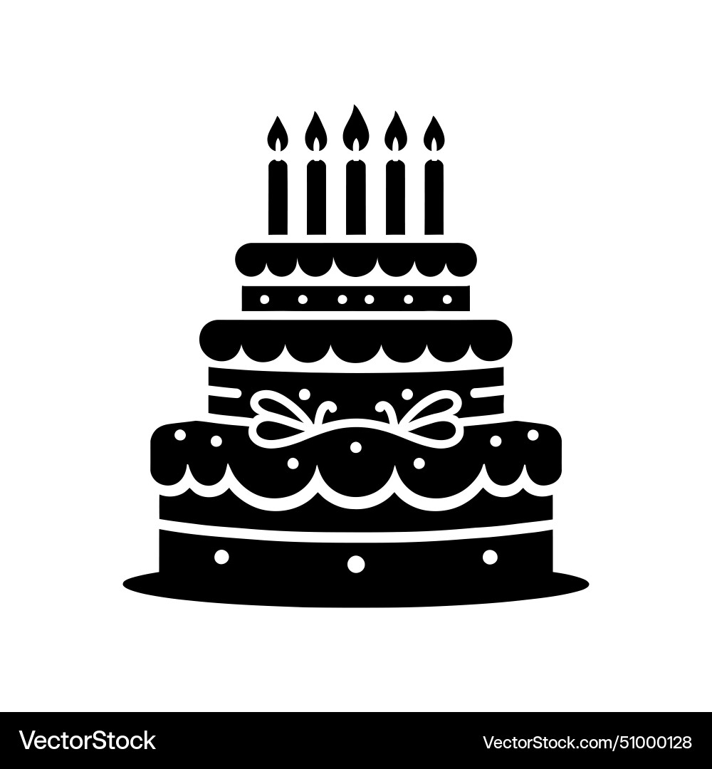Black silhouette of a birthday cake with multiple Black silhouette of a birthday cake with multiple vector image