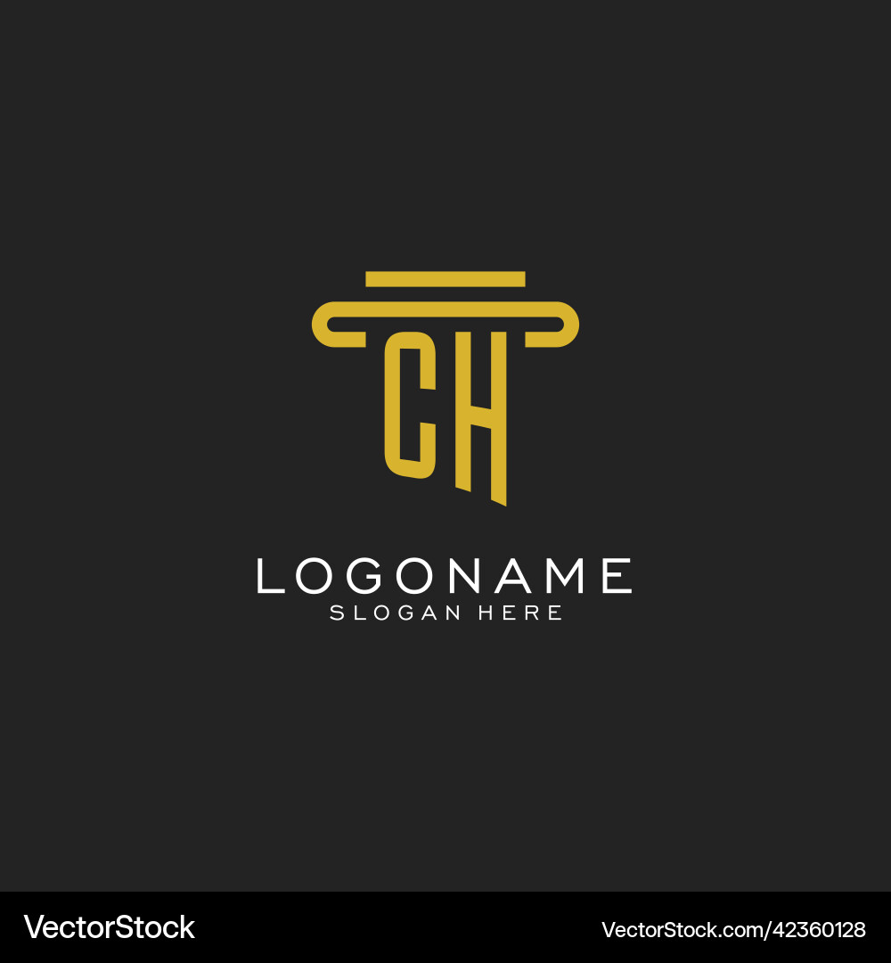Ch initial logo with simple pillar style design Vector Image